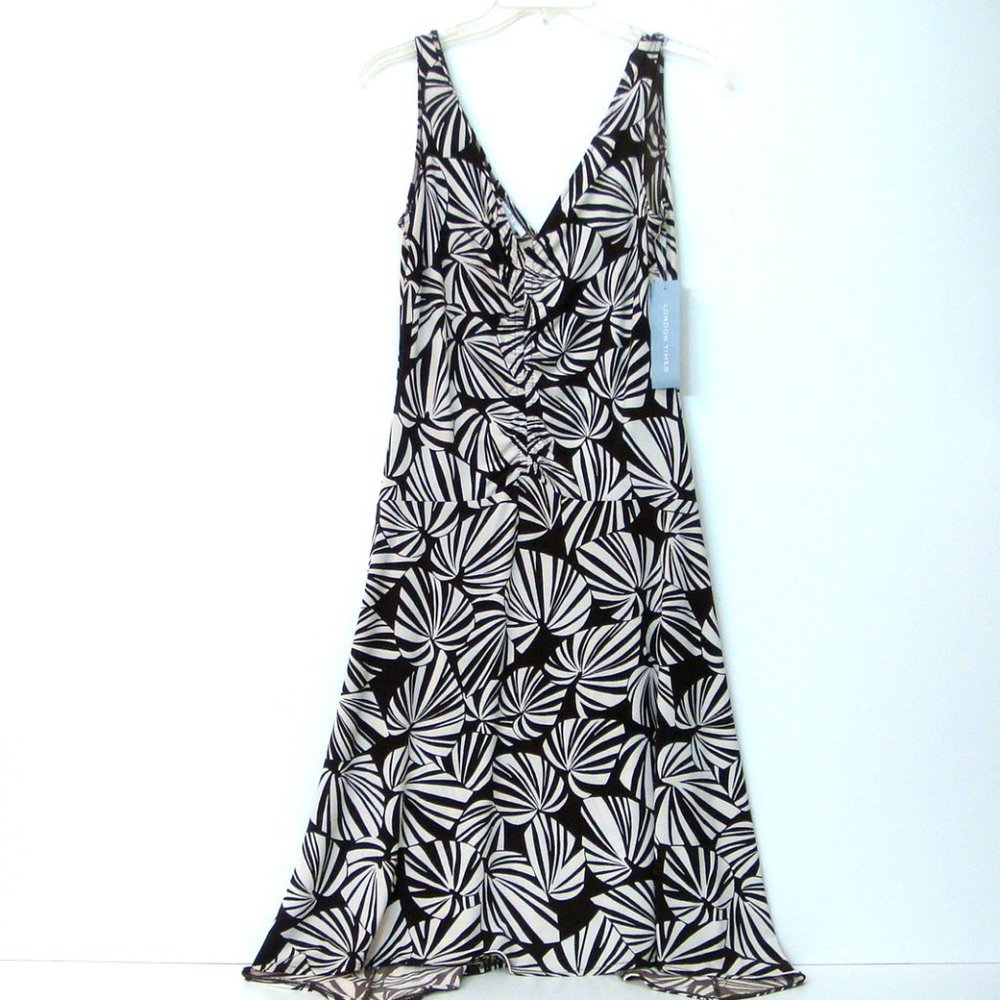 London Times Sleeveless Geometric Print Dress NWT - Picture 1 of 4